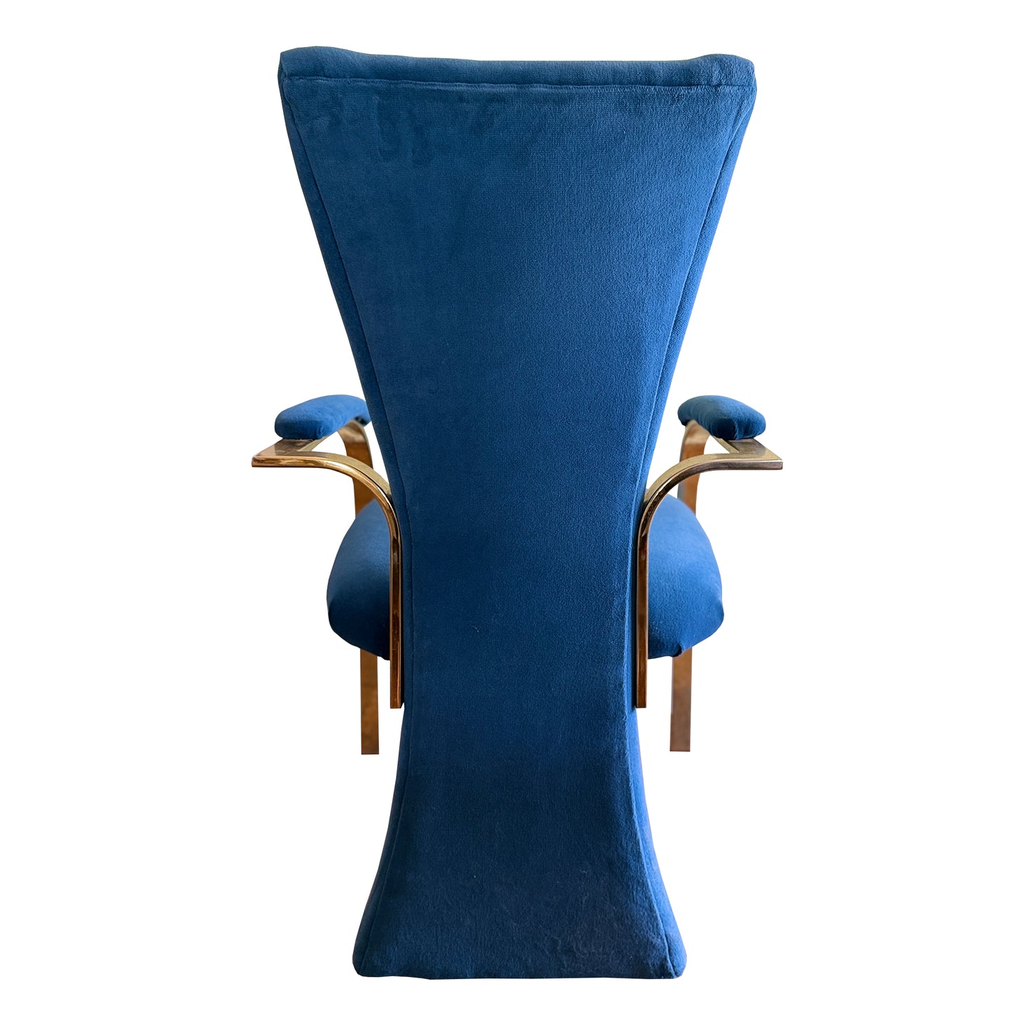 1980s Carson’s of High Point Blue Velvet & Brass Dining Chairs, Set of Four