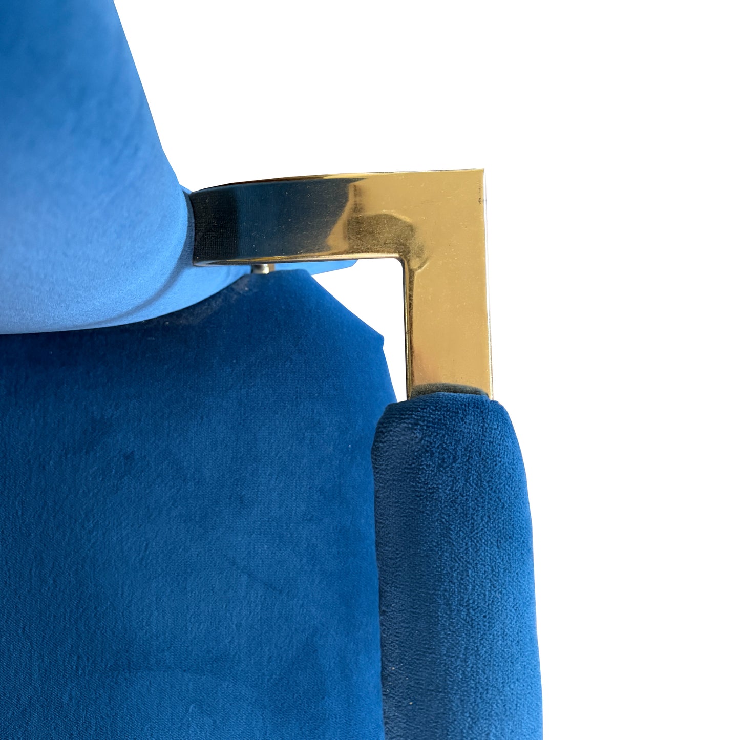 1980s Carson’s of High Point Blue Velvet & Brass Dining Chairs, Set of Four