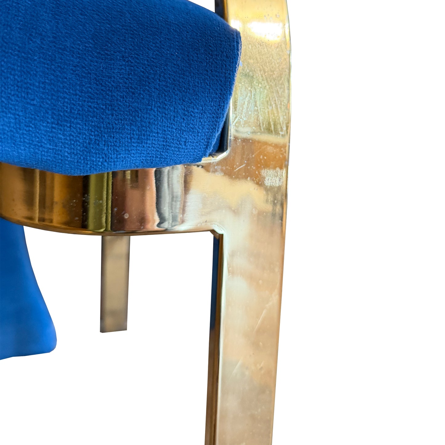 1980s Carson’s of High Point Blue Velvet & Brass Dining Chairs, Set of Four