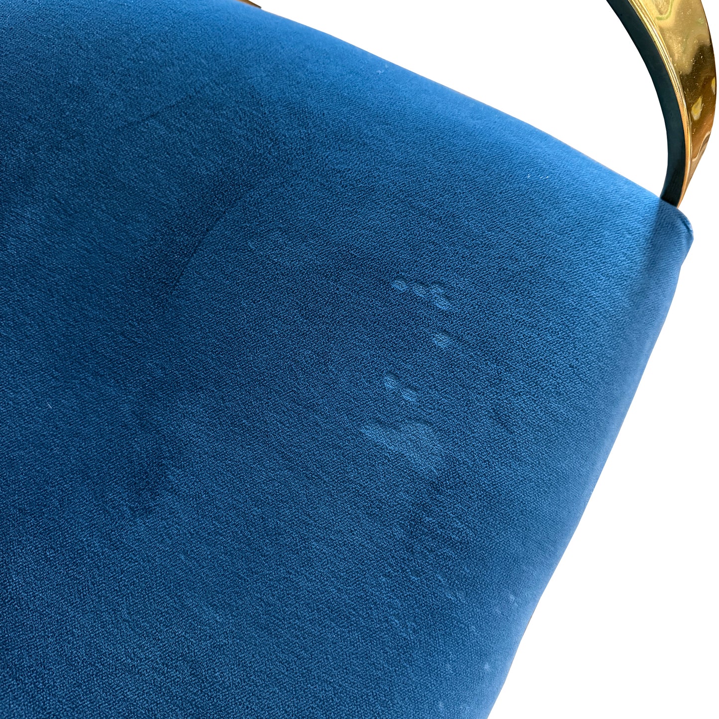 1980s Carson’s of High Point Blue Velvet & Brass Dining Chairs, Set of Four