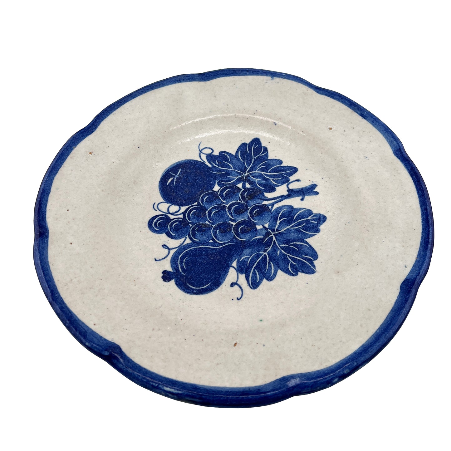 Set of 6 Vintage Italian Blue & White Fruit Motif Plates, Hand-Painted - Italy