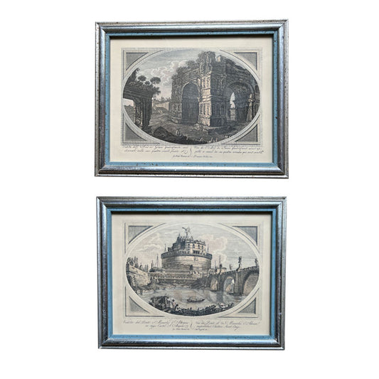 Italian Framed Lithograph Prints or Etchings - A Pair by Borghese