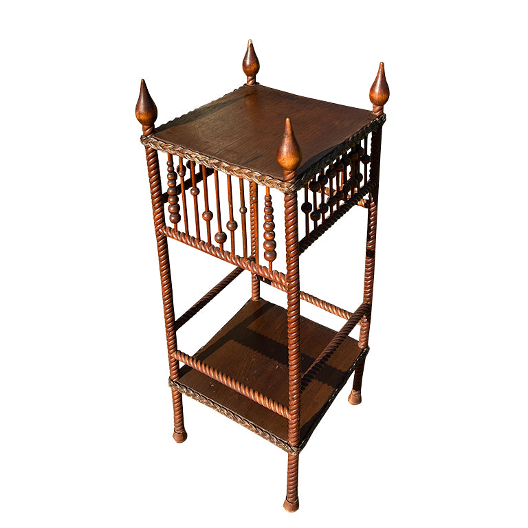 Antique Aesthetic Movement Spool-Turned and Rope-Carved Accent Table, c.1890