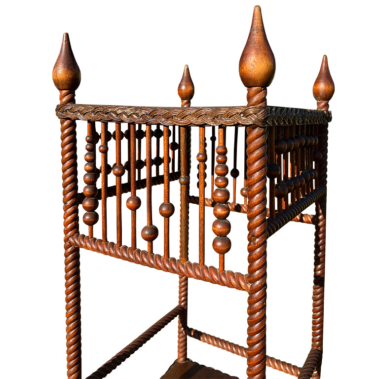 Antique Aesthetic Movement Spool-Turned and Rope-Carved Accent Table, c.1890