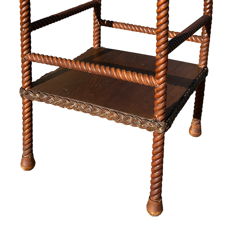 Antique Aesthetic Movement Spool-Turned and Rope-Carved Accent Table, c.1890