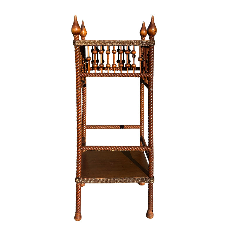 Antique Aesthetic Movement Spool-Turned and Rope-Carved Accent Table, c.1890