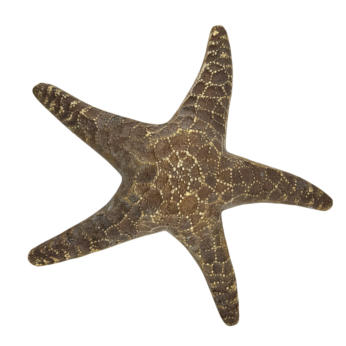 Large Vintage Cast Brass Starfish Sculpture with Aged Patina, circa 1970s
