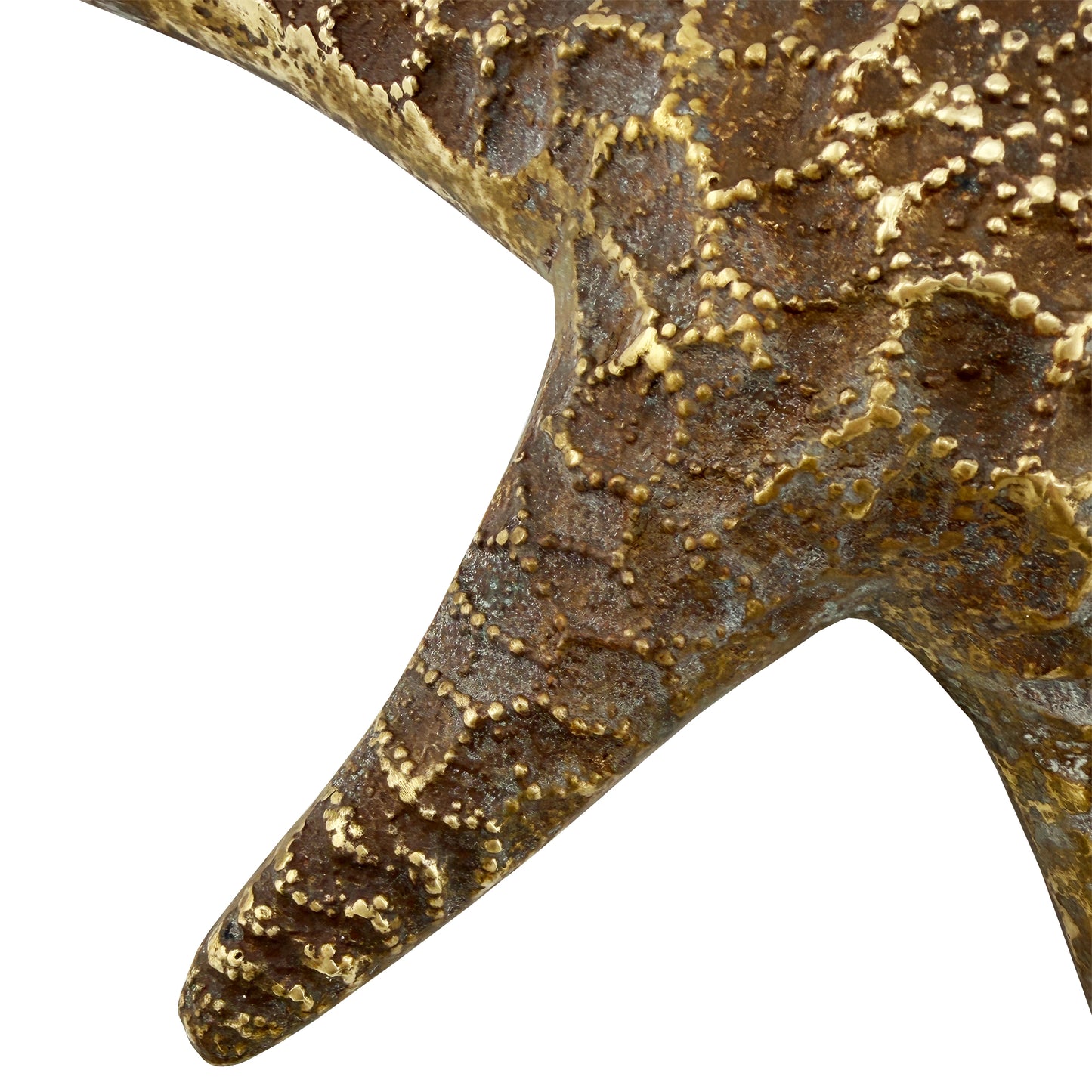 Large Vintage Cast Brass Starfish Sculpture with Aged Patina, circa 1970s