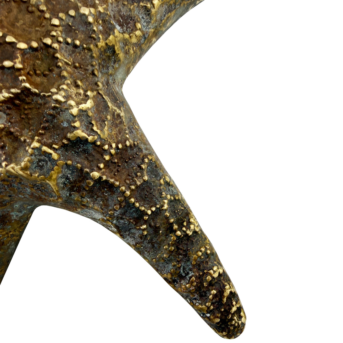 Large Vintage Cast Brass Starfish Sculpture with Aged Patina, circa 1970s