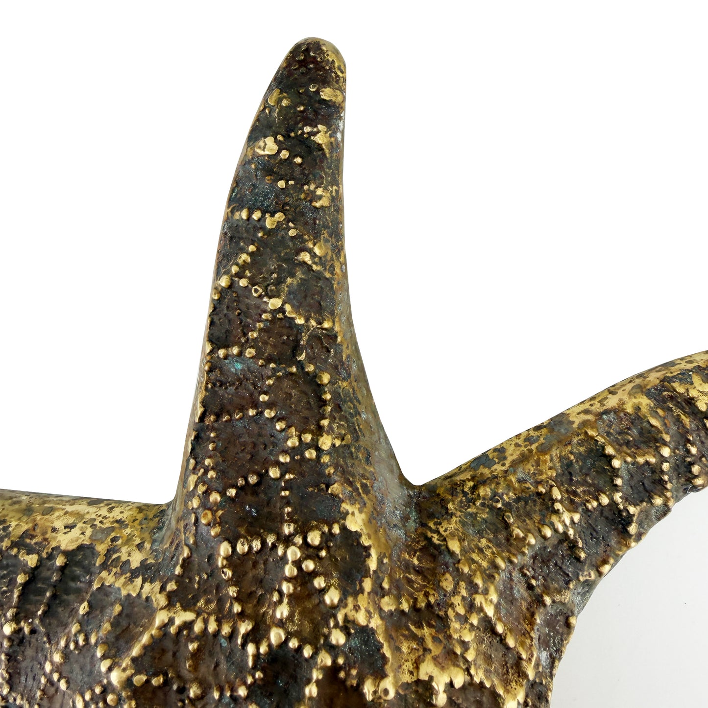 Large Vintage Cast Brass Starfish Sculpture with Aged Patina, circa 1970s