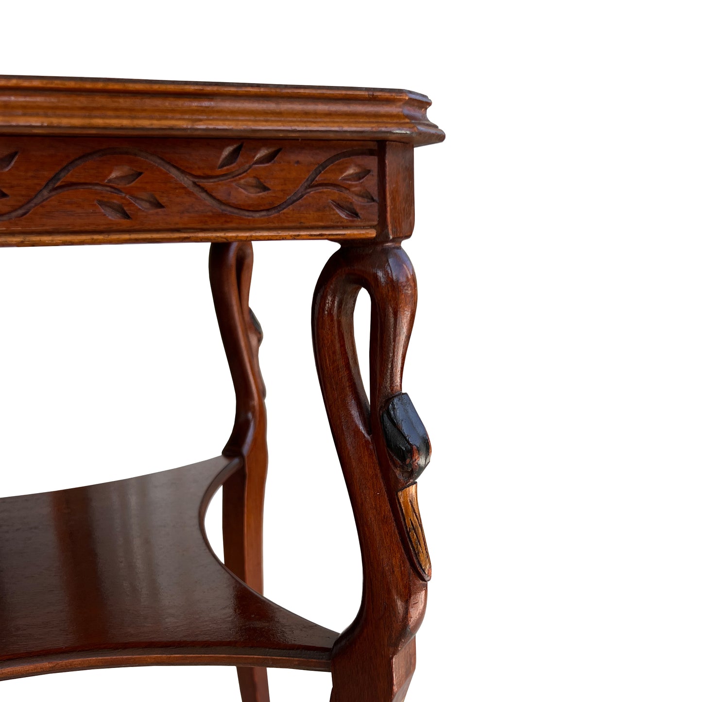 Vintage Hollywood Regency Carved Swan Side Table with Shelf