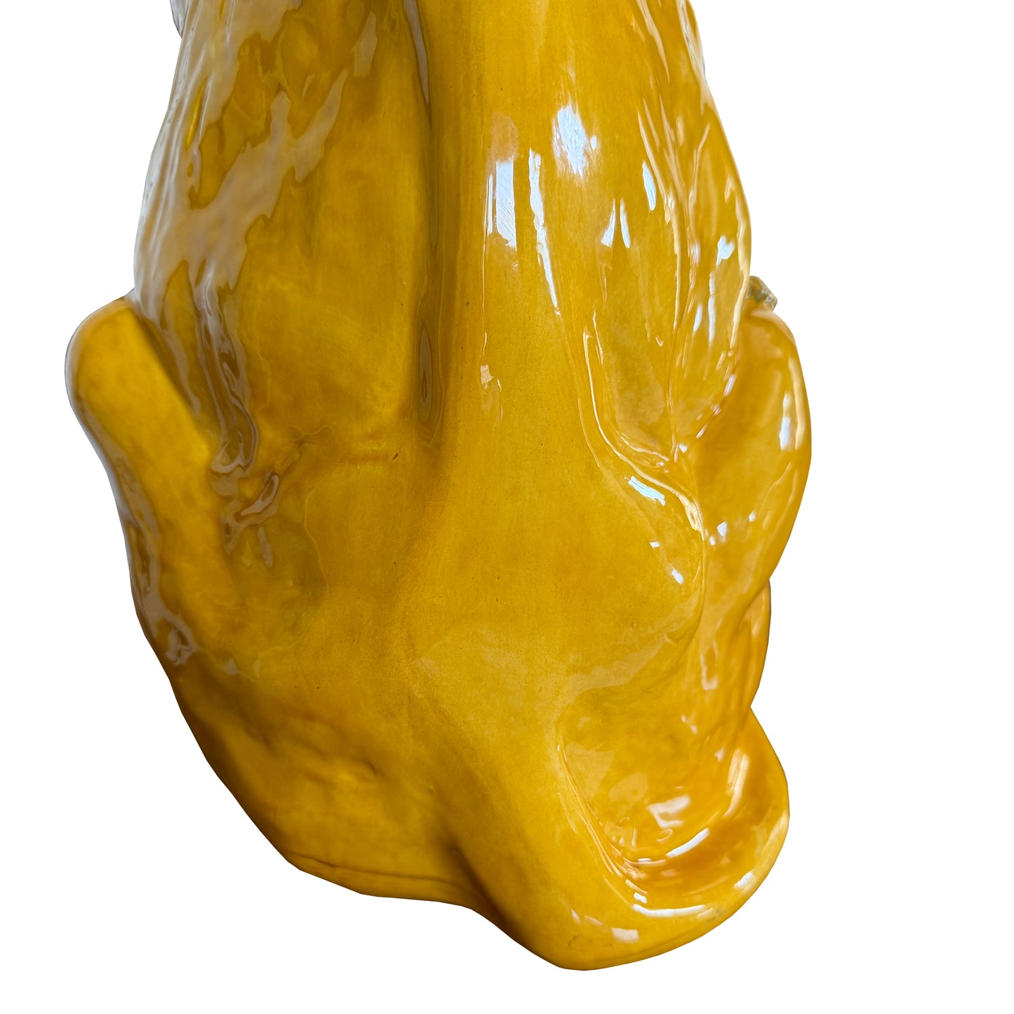 Large Italian Majolica Roaring Lion Sculpture, Hand-Painted Glazed Ceramic 1970s