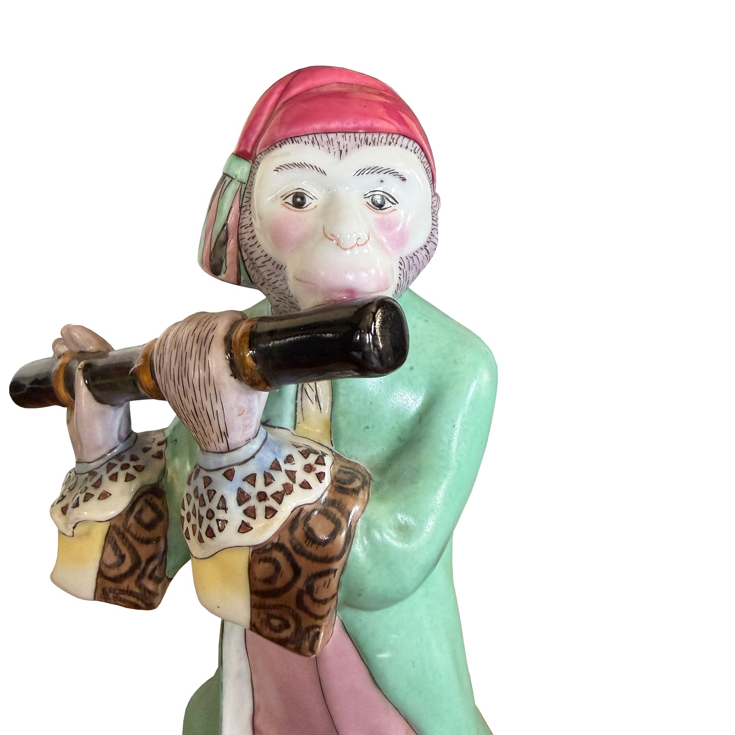 Pair of Vintage Hand-Painted Porcelain Singerie Monkey Musician Figurines