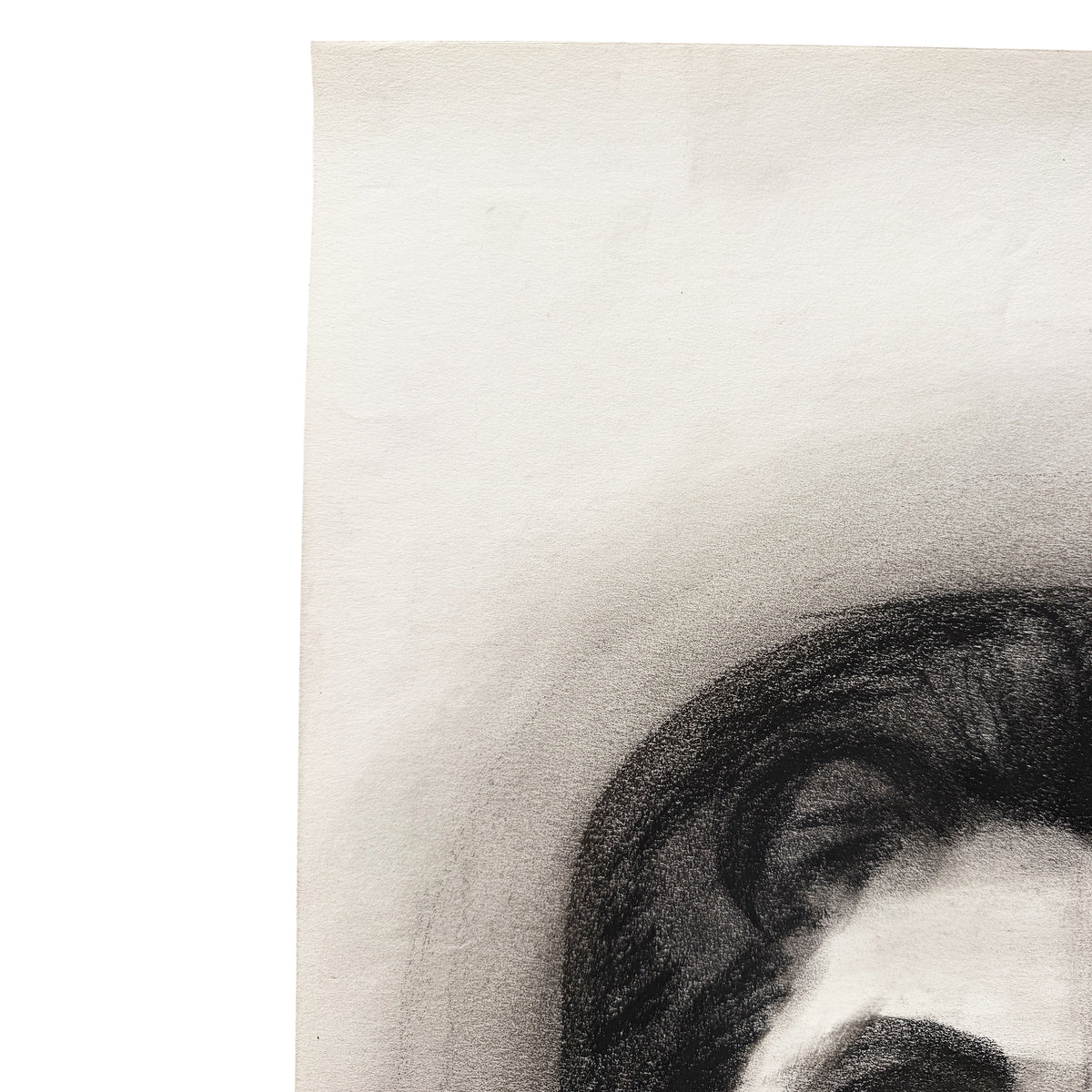Black and White Charcoal Portrait Drawing of a Woman with Dark Hair - Signed