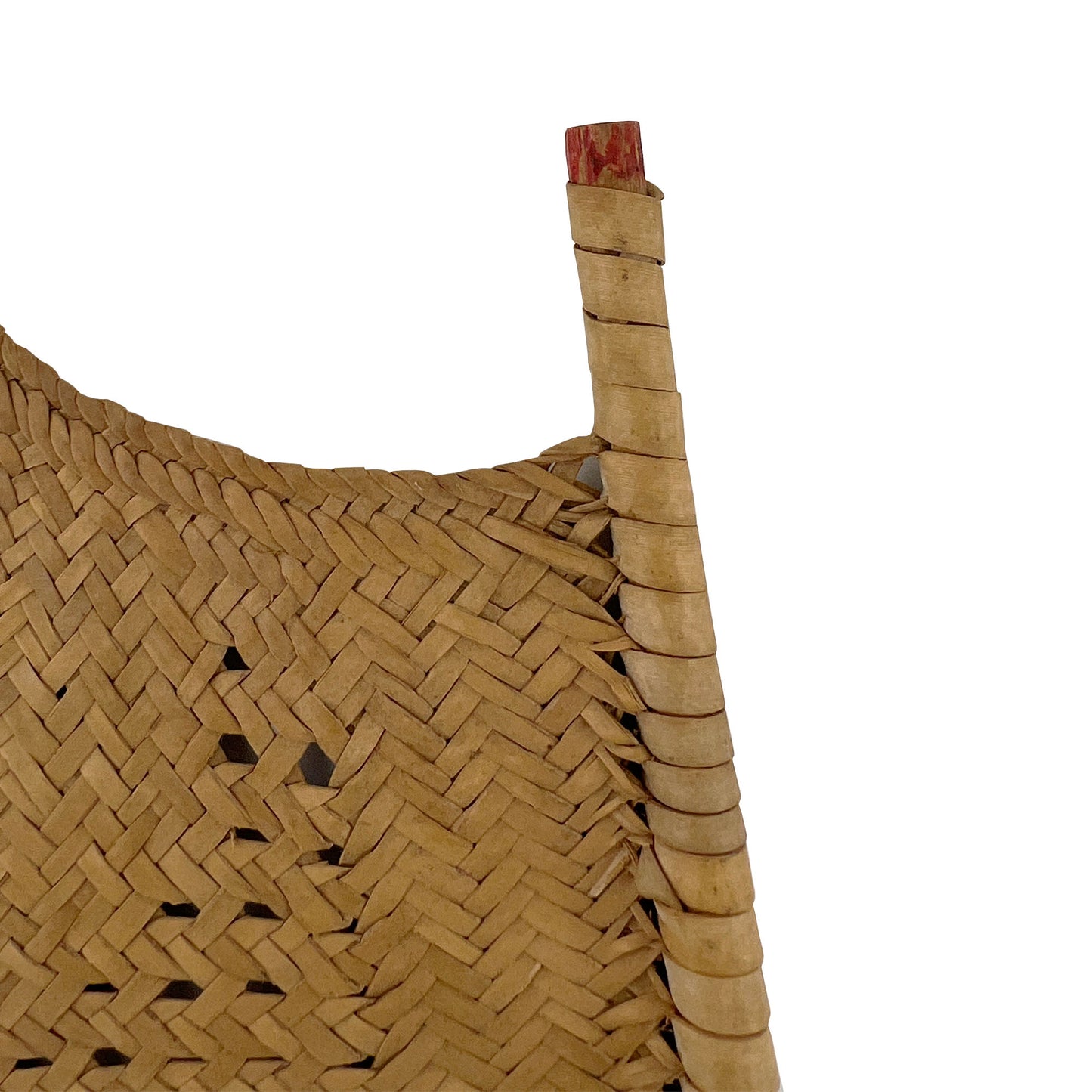Vintage Handwoven Bamboo & Painted Wood Decorative Fan Wall Accent