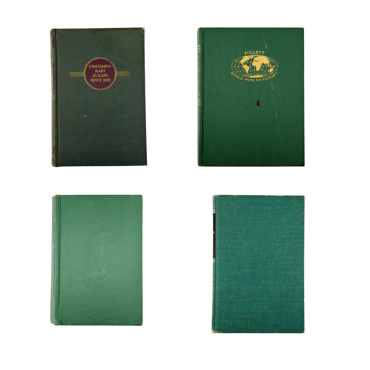 Curated Collection of 24 Antique and Vintage Green Hardcover Books, 1887–2000