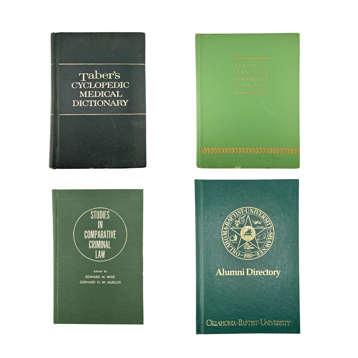 Curated Collection of 24 Antique and Vintage Green Hardcover Books, 1887–2000