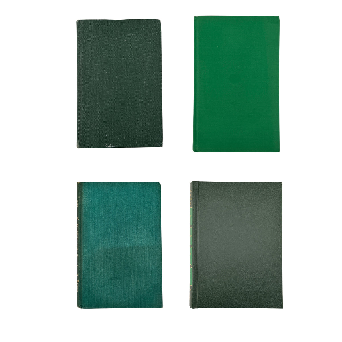 Curated Collection of 24 Antique and Vintage Green Hardcover Books, 1887–2000