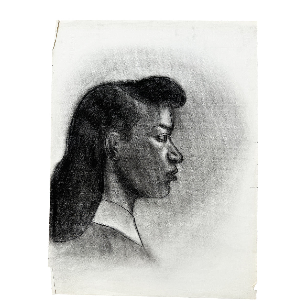 Donna Foreman Hopper Double-Sided Charcoal Portrait of a Woman in Profile