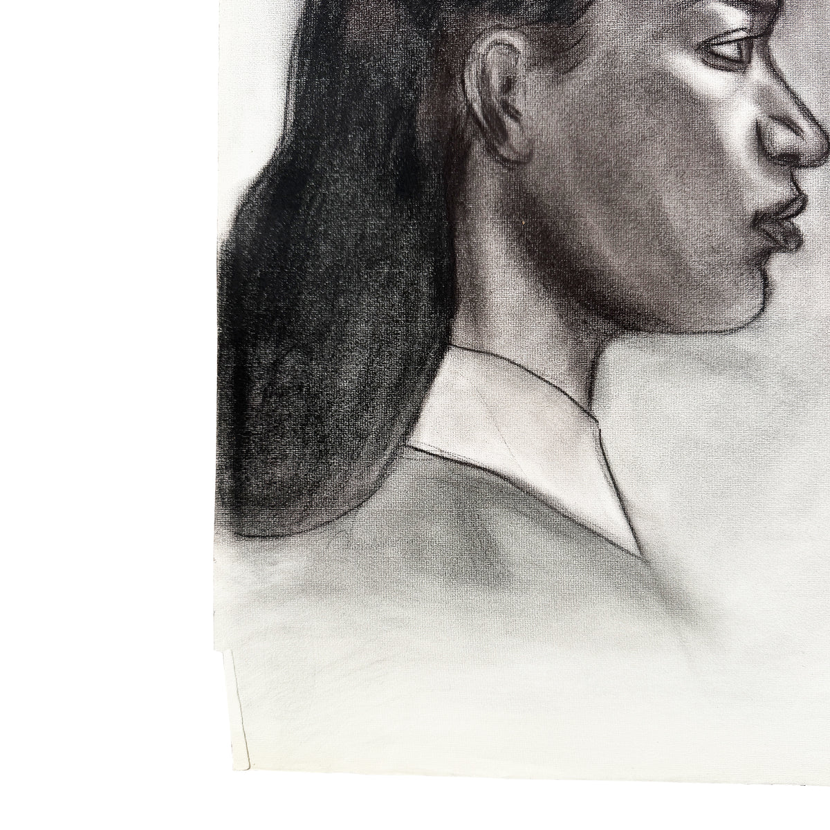 Donna Foreman Hopper Double-Sided Charcoal Portrait of a Woman in Profile