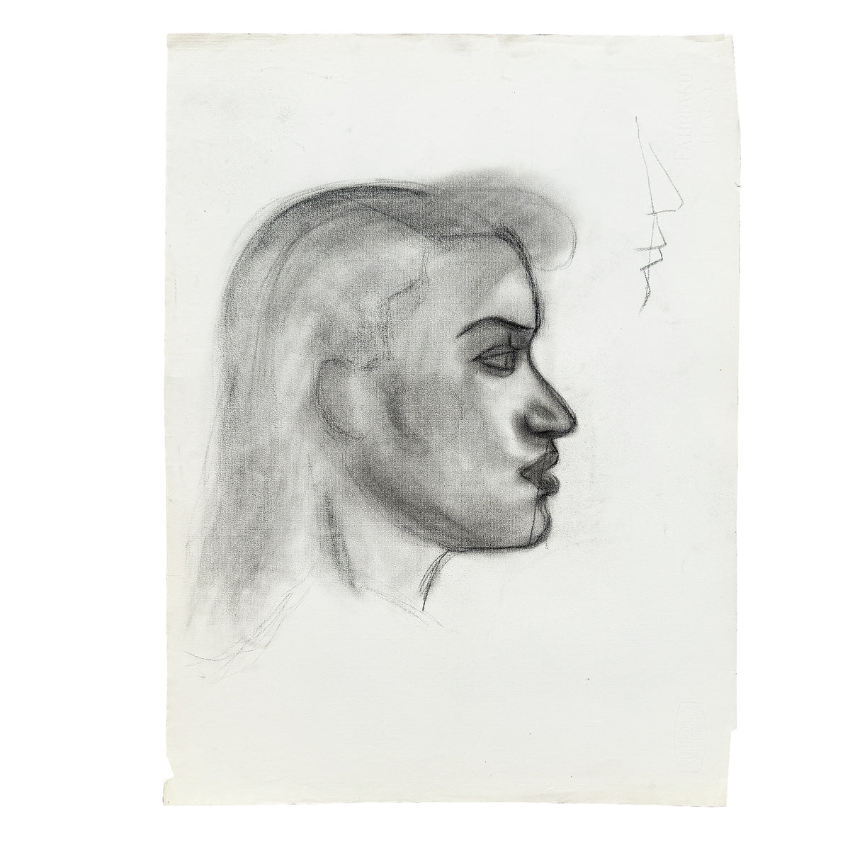 Donna Foreman Hopper Double-Sided Charcoal Portrait of a Woman in Profile