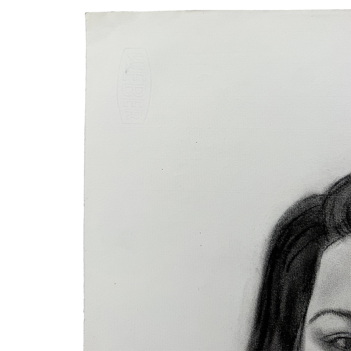 Signed Charcoal Portrait Drawing of a Woman with Dark Hair Donna Foreman Hopper