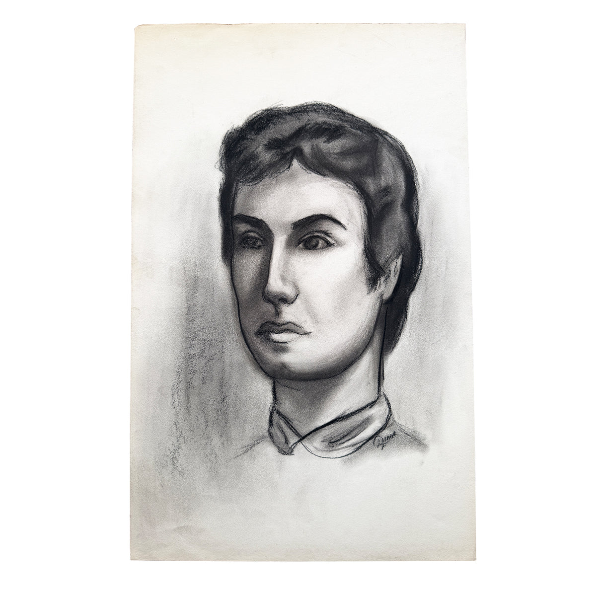Donna Foreman Hopper Original Charcoal Portrait Illustration of a Woman With Short Hair