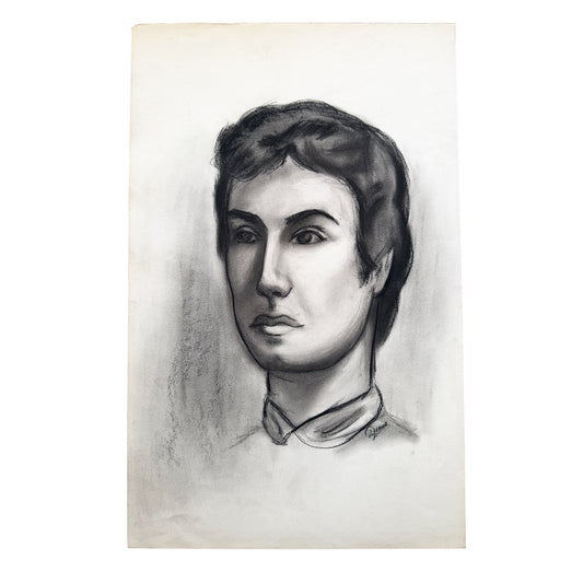 Donna Foreman Hopper Original Charcoal Portrait Illustration of a Woman With Short Hair