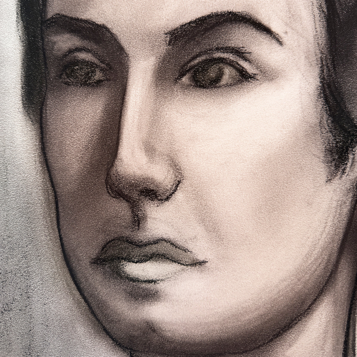 Donna Foreman Hopper Original Charcoal Portrait Illustration of a Woman With Short Hair