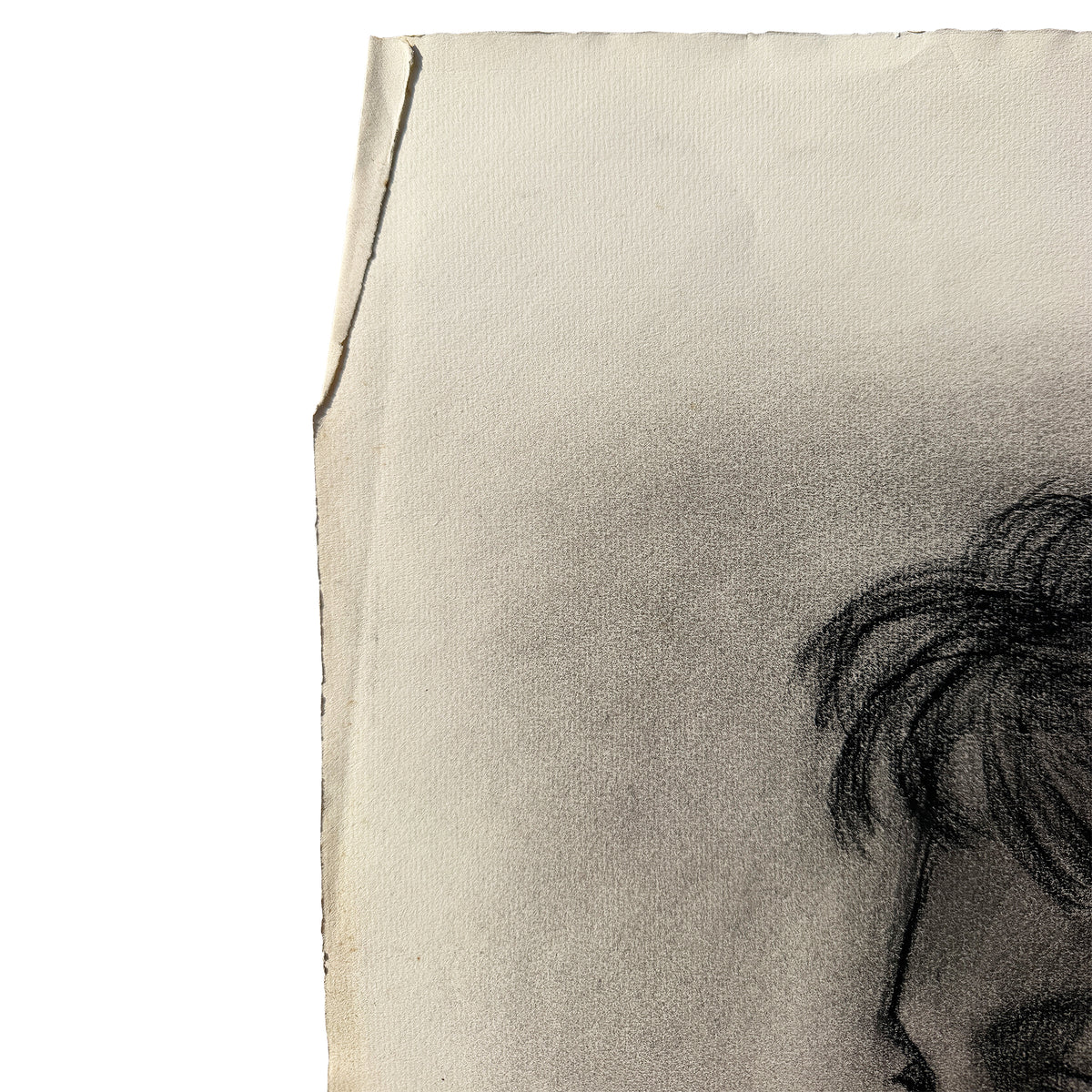 Donna Foreman Hopper Original Charcoal Portrait Woman with Ponytail 1950s