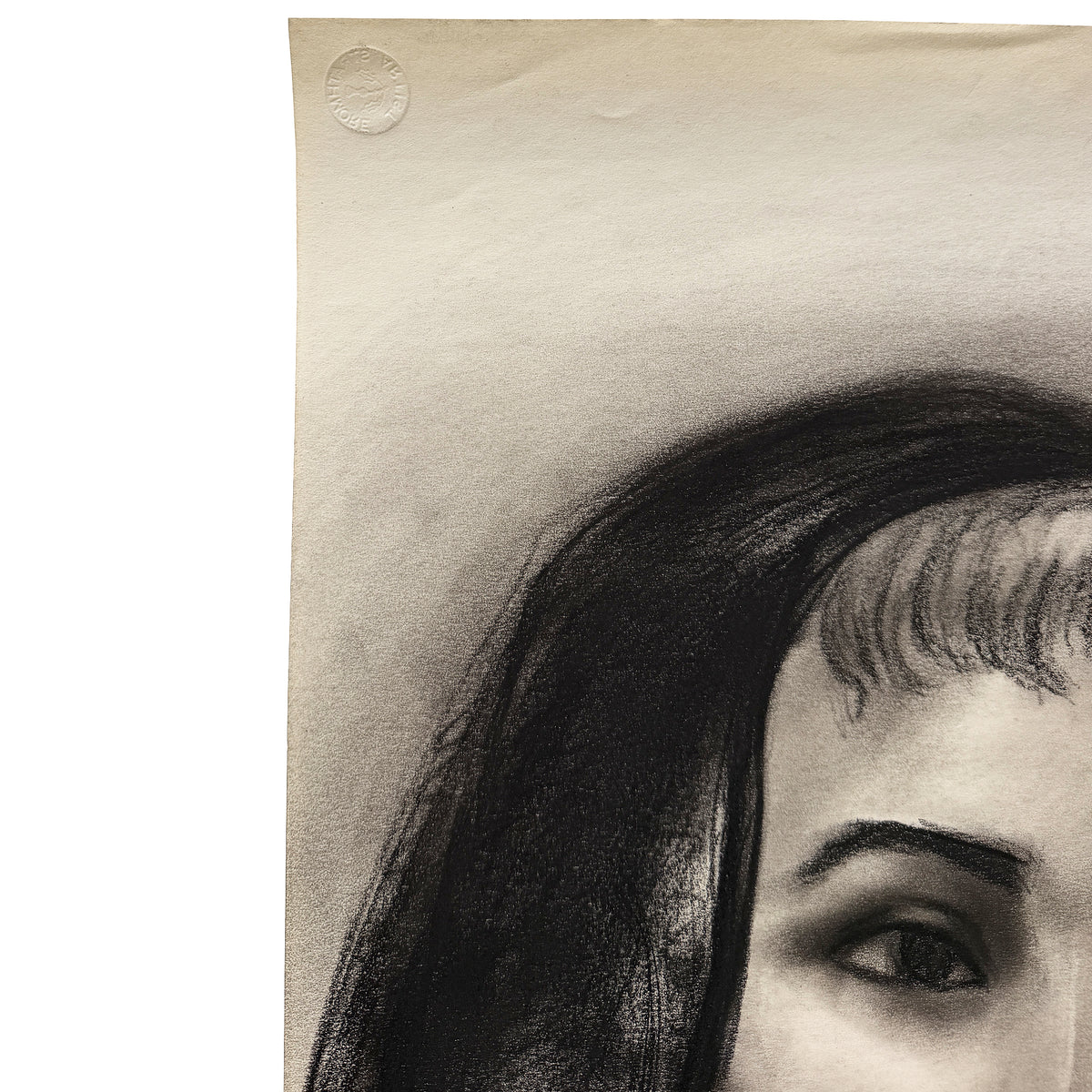 Donna Foreman Hopper Charcoal Portrait of a Woman in a Sheer Headscarf - MCM