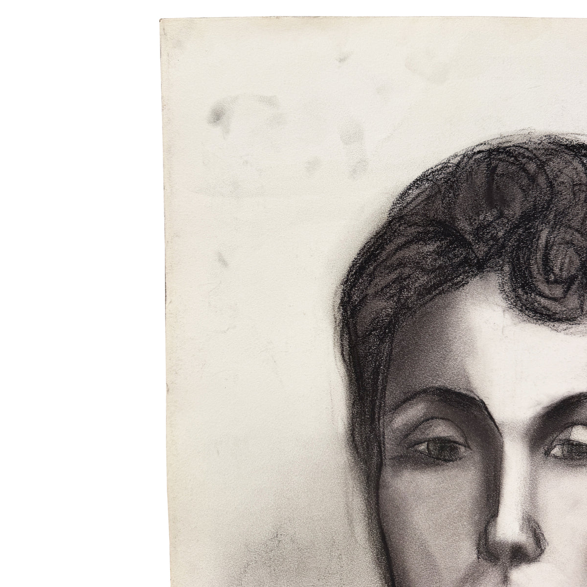 Black and White Charcoal Portrait Drawing of a Woman on Paper - Signed 1959