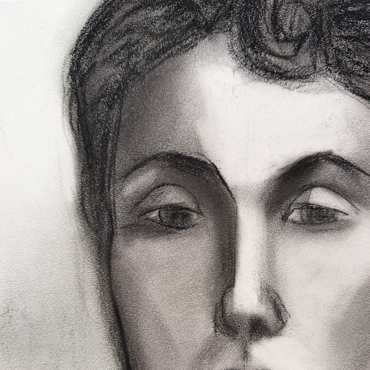 Black and White Charcoal Portrait Drawing of a Woman on Paper - Signed 1959