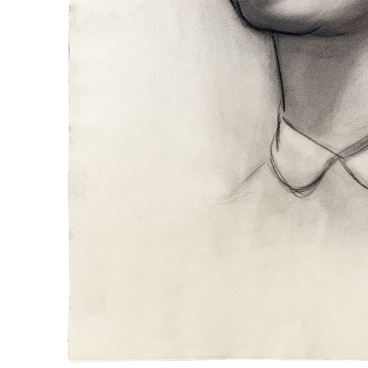 Black & White Charcoal Portrait Drawing of a Woman with Peter Pan Collar MCM