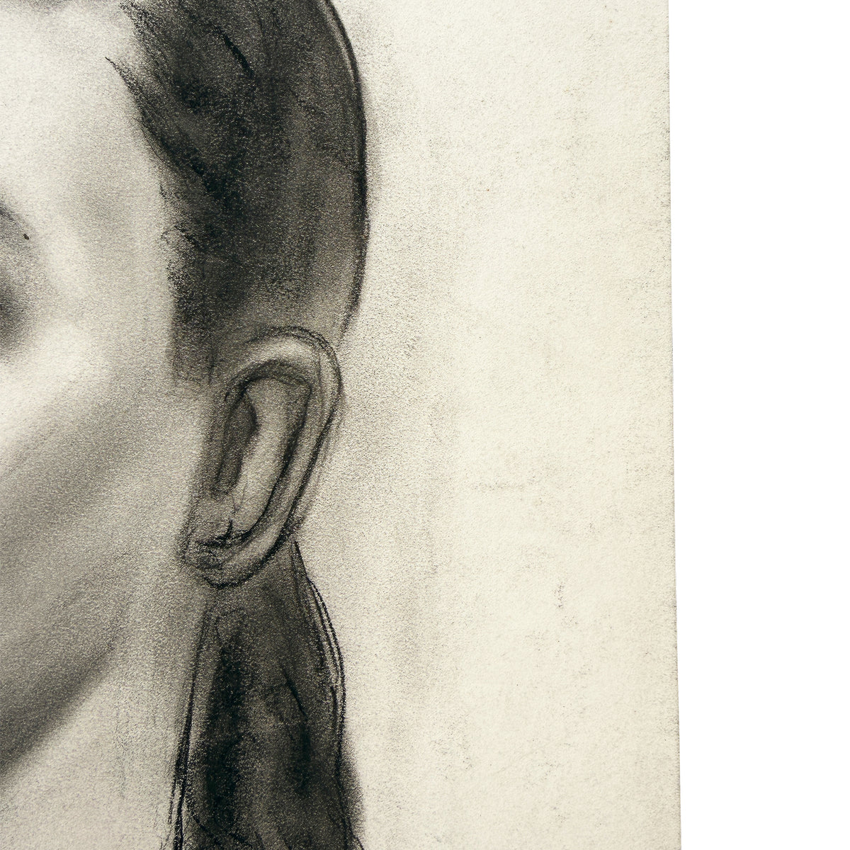 Black & White Charcoal Portrait Drawing of a Woman with Peter Pan Collar MCM