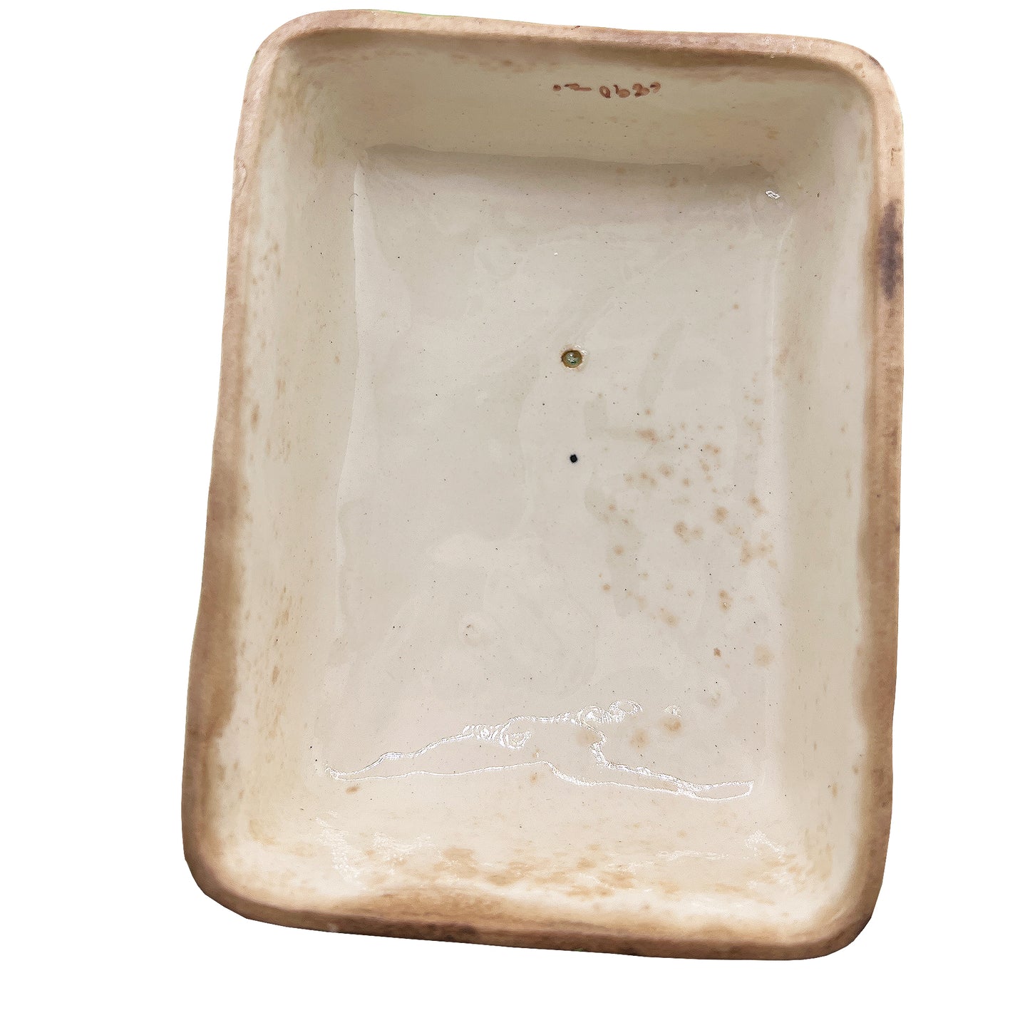 English Majolica Cabbage Butter or Cheese Dish with Tomato Finial, circa 1920s