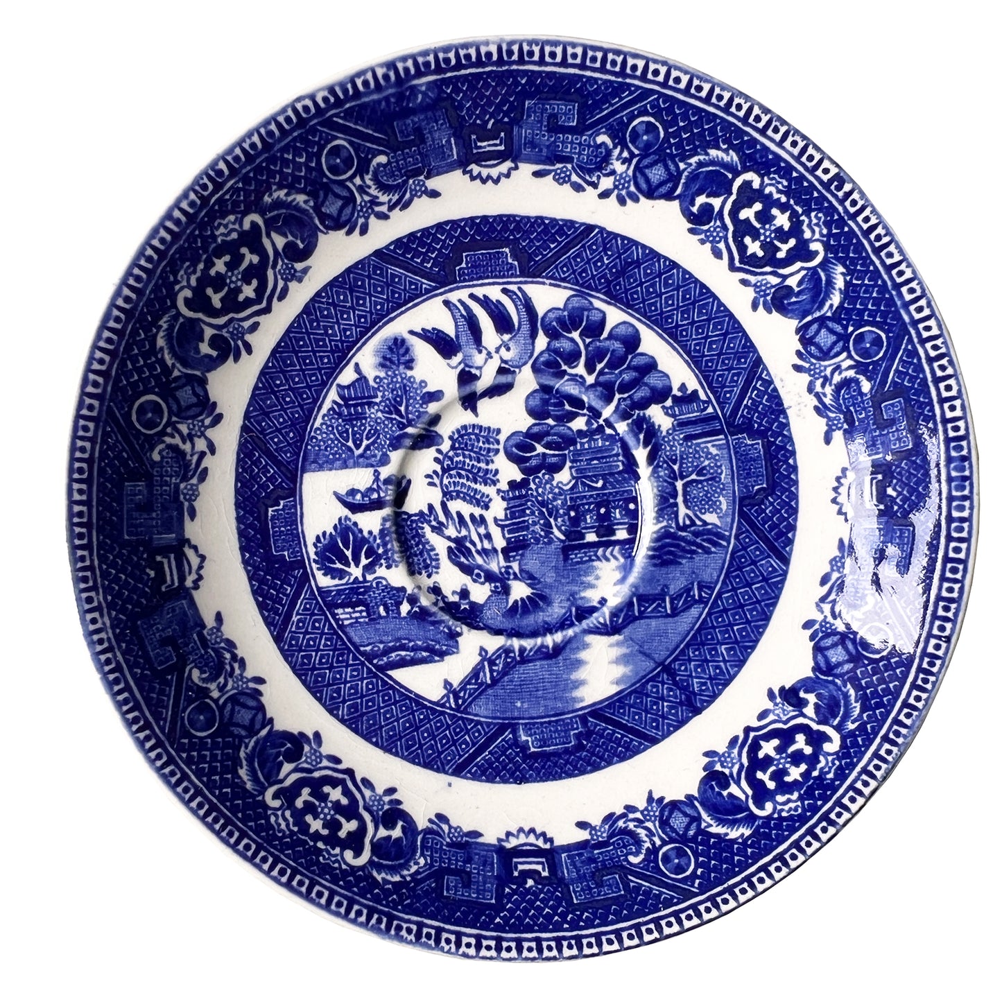 Antique English Blue Willow Transferware Trinket Dish by Alfred Meakin