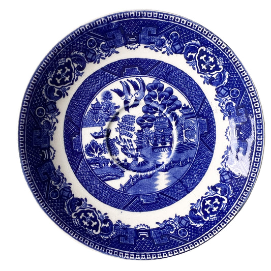 Antique English Blue Willow Transferware Trinket Dish by Alfred Meakin