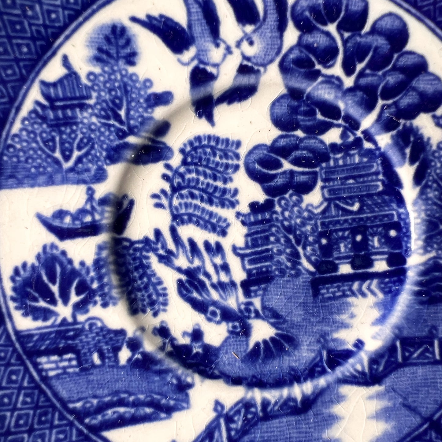 Antique English Blue Willow Transferware Trinket Dish by Alfred Meakin