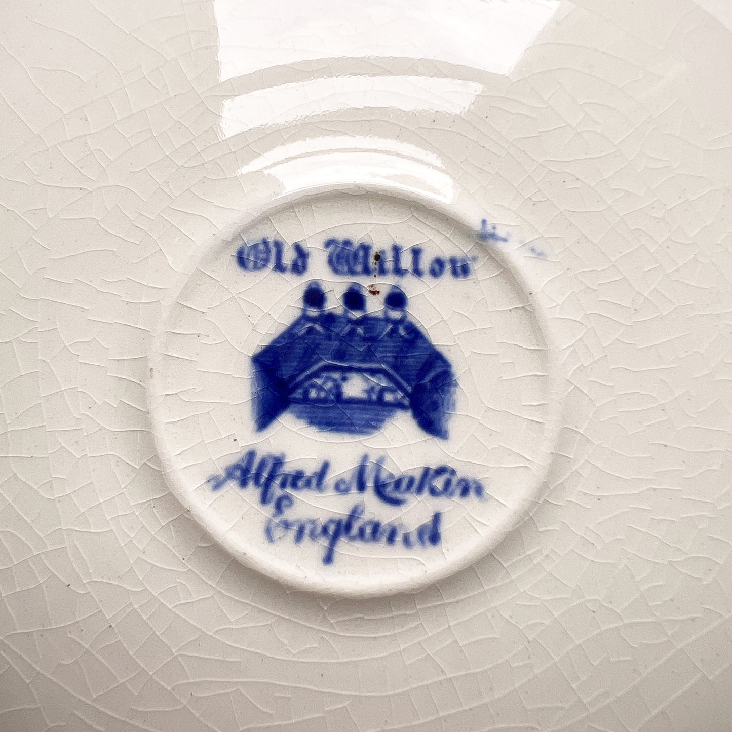 Antique English Blue Willow Transferware Trinket Dish by Alfred Meakin