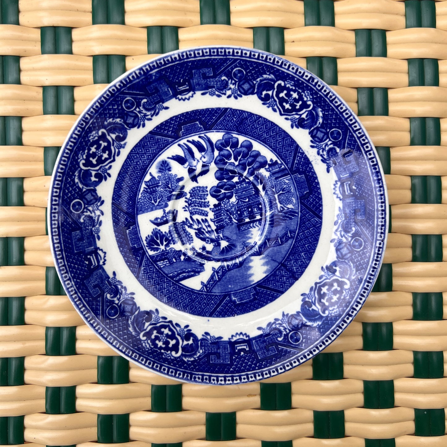 Antique English Blue Willow Transferware Trinket Dish by Alfred Meakin