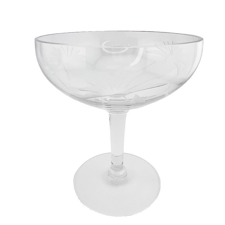 Etched Champagne Coupes - Set of 7