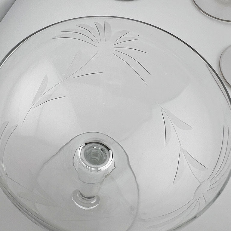 Etched Champagne Coupes - Set of 7