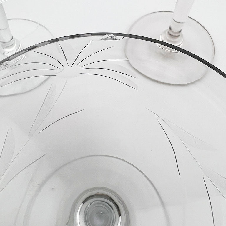 Etched Champagne Coupes - Set of 7