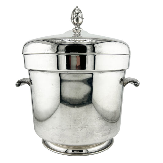 F.B. Rogers Silver Co. Lidded Silverplate Ice Bucket with Milk Glass Liner