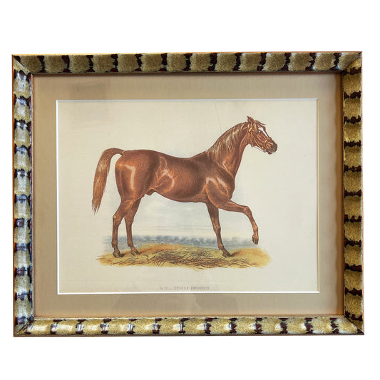 Antique George Frederick Horse Print in Patterned Gilt Frame - Ready to Hang