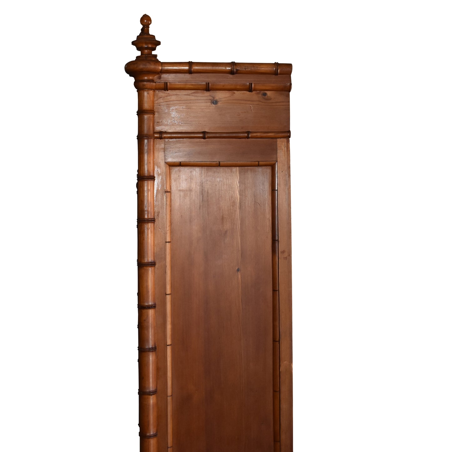19th Century French Faux Bamboo Armoire with Double Glass Doors and Pagoda Top