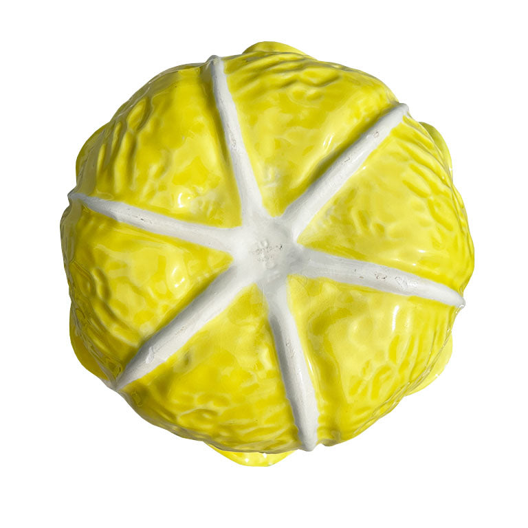 Large Yellow Ceramic Cabbageware or Lettuceware Tureen with Lid and Ladle