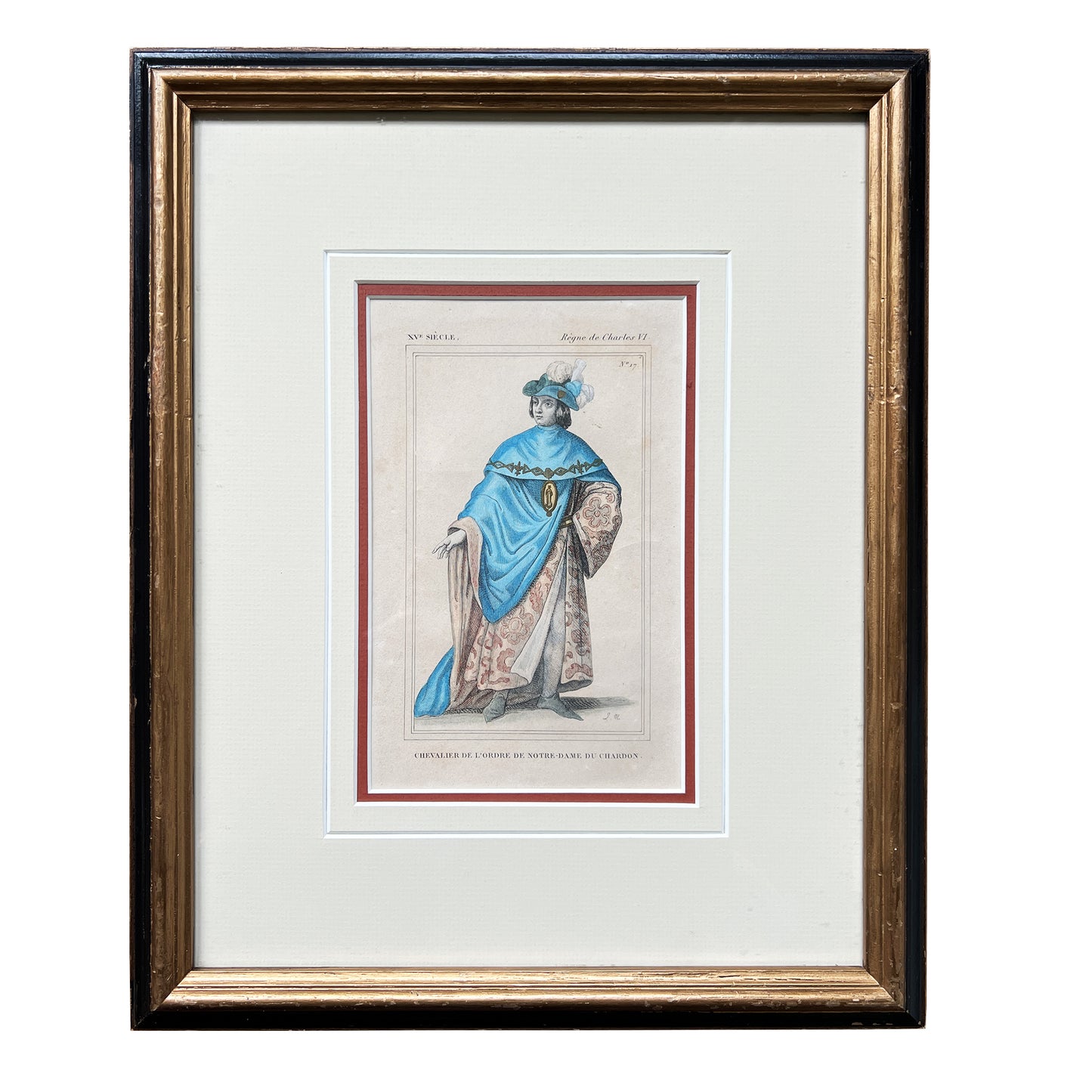 Hand Colored Gilt Framed Knight Print