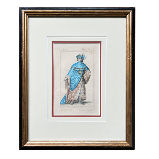 Hand Colored Gilt Framed Knight Print